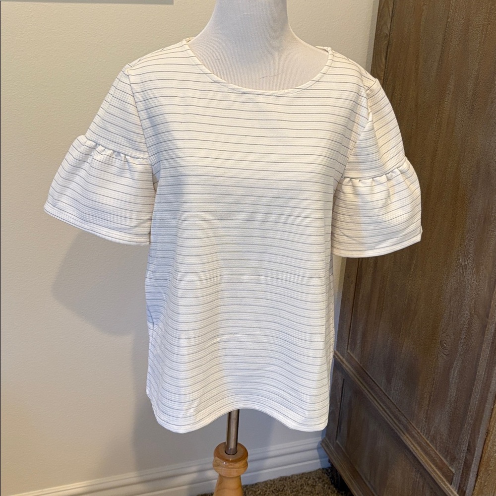 White Striped Short Sleeve Top